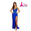 blue beaded evening gowns