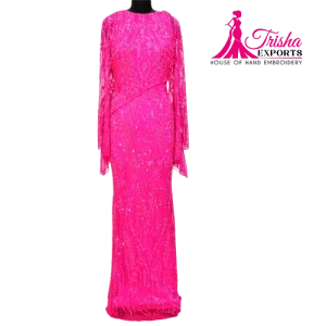 floor-length beaded evening gowns