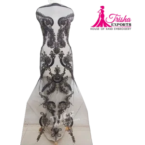 hand embroidered beaded dress front and back panel