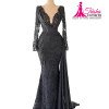 hand embroidered beaded fabric evening gowns