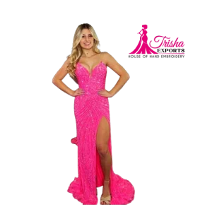 luxury pink beaded dresses