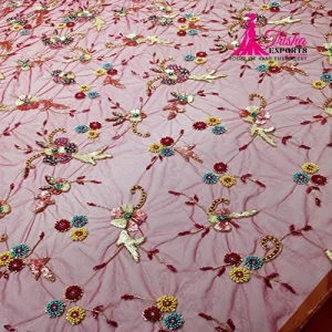 pink bridal beaded fabric