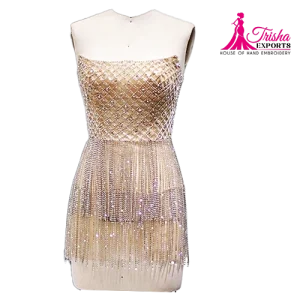 satin beaded short dress