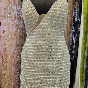beaded a-line mini dress