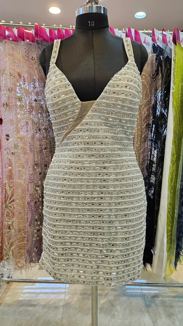 beaded a-line mini dress
