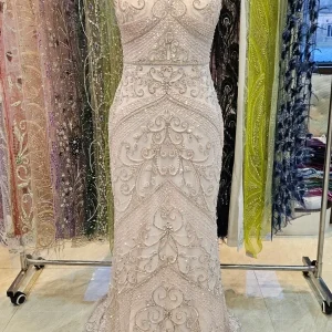 beaded chiffon evening gown
