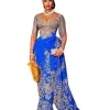 blue hand embroidered george wrapper