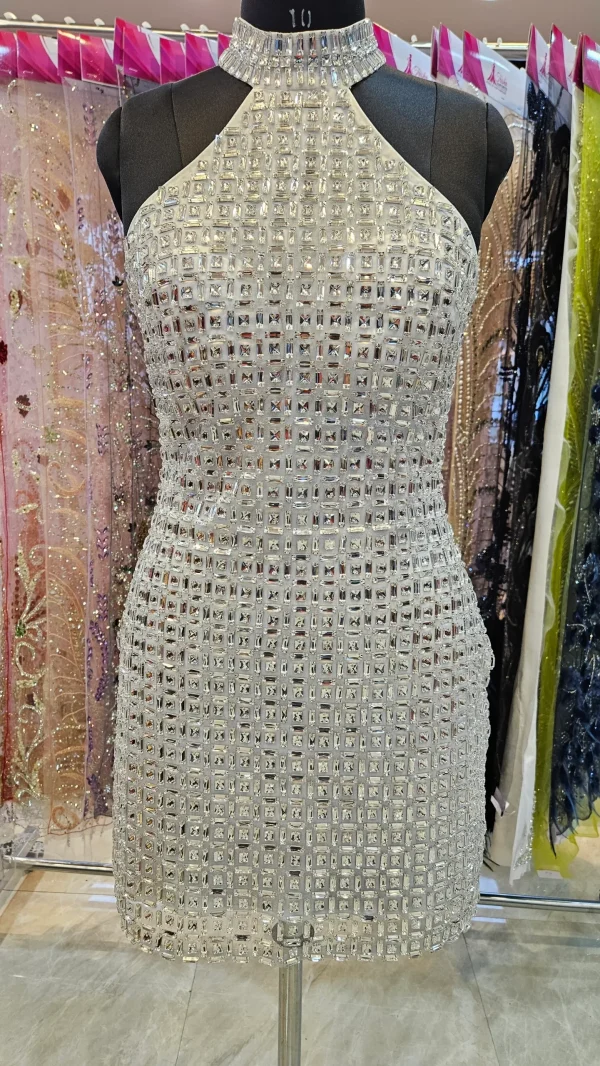 petite beaded mini dress