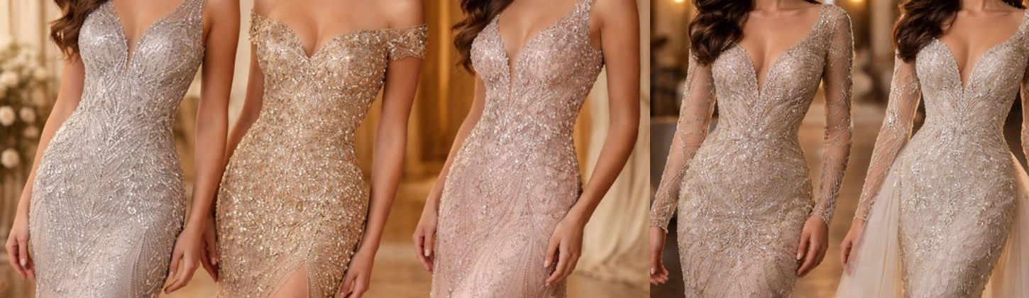 Beaded Evening Gown: Crafting Elegance Through Embroidery and Artistry